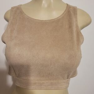 Windsor Tan Sueud  Small Crop Top Like New Y2K Fall Comfy Summer Girly CowGirl